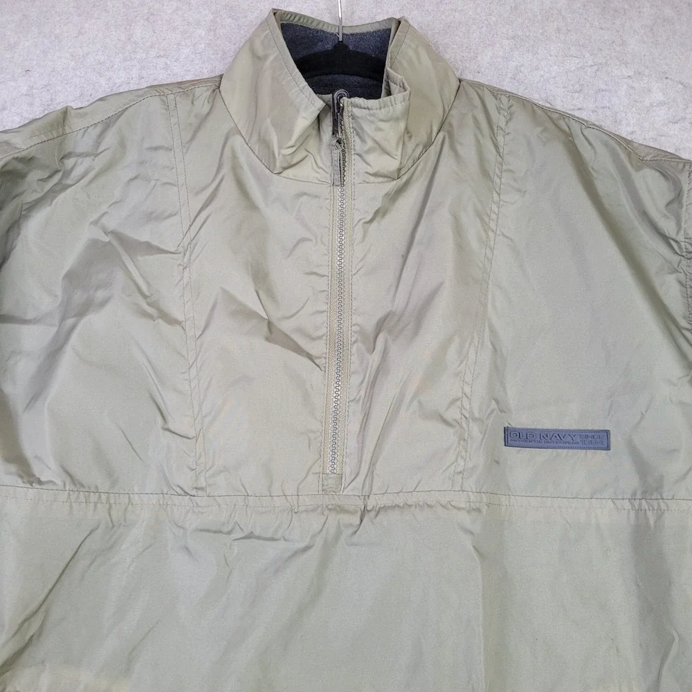Old Navy Jacket Mens Large 1/4‎ Zip Gray Pullover Windbreaker Reversible Fleece